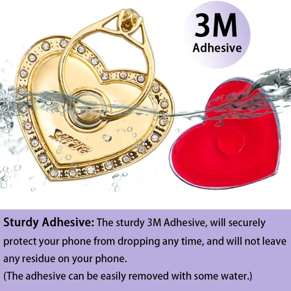 Heart Shape Cell Phone Ring Holder-Fits all Phones, Rose Gold
